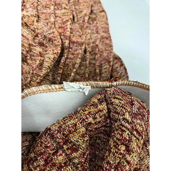 Zara Women's Ribbed Boho Hippie Knit Pants Size Large Flare Leg Brown Multicolor - Picture 4 of 8